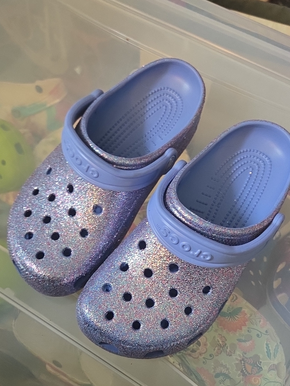 CROCS Kids Glitter Clog in Lavender Blue